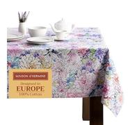 Maison d' Hermine Table Cloth Rectangle Table 100% Cotton 230 cm x 140 cm Tablecloth Reusable Decorative Everyday Use for Dining Room, Farmhouse, Home Party, Festive Spring Summer - Floral Love