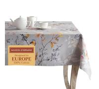 Maison d' Hermine Table Cloth Rectangle Table 100% Cotton 230 cm x 140 cm Tablecloth Reusable Everyday Use for Christmas Decorations Dining Farmhouse Home Party Festive (Equinoxe - Grey)