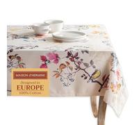 Maison d' Hermine Table Cloth Rectangle Table 100% Cotton 230 cm x 140 cm Tablecloth Reusable Everyday Use for Christmas Decorations Dining Farmhouse Home Party Festive (Equinoxe - Beige)