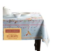 Maison d' Hermine Table Cloth Rectangle Table 100% Cotton 230 cm x 140 cm Tablecloth Reusable Everyday Use for Dining Farmhouse Home Party Festive Hotel Kitchen Spring Summer (Ibiza - Blue)