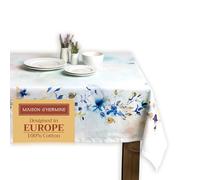 Maison d' Hermine Table Cloth Rectangle Table 100% Cotton 230 cm x 140 cm Tablecloth Reusable Everyday Use for Dining Farmhouse Home Party Festive Easter Decorations (Lazy Summer Days)
