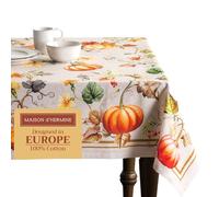 Maison d' Hermine Table Cloth Rectangle Table 100% Cotton 70 x 90 Inches Fall Tablecloth Reusable Everyday Use for Thanksgiving Christmas Decorations Dining Farmhouse Party (Potiron)