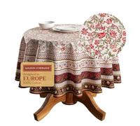 Maison d' Hermine Table Cloth Round Table 100% Cotton 63 Inches Tablecloth Reusable Decorative Everyday Use for Dining Room, Farmhouse, Home, Party, Festive & Wedding - Reveillon Au Jardin