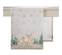 Maison d' Hermine Table runner 100% Cotton Single Layer Table Runners 180 CM long for Christmas Decorations Home Kitchen Dining Party Wedding Bridal Shower (Deer in The Woods, 37 cm x 180 cm)