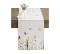 Maison d' Hermine Table runner 100% Cotton Single Layer Table Runners 180 CM long for Home Kitchen Dining Party Wedding Bridal Shower Gifts for Mothers Day (Botanical Fresh, 37 cm x 180 cm)