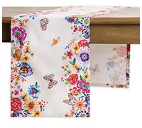 Maison d' Hermine Table runner 100% Cotton Single Layer Table Runners 230 CM long for Home Kitchen Dining Party Wedding Shower Gifts for Mothers Day (Happy Florals - High Summer, 37 cm x 230 cm)