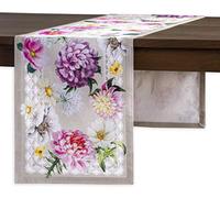 Maison d' Hermine Table runner 100% Cotton Single Layer Table Runners 230 CM long for Spring/Summer Decorations Home Kitchen Dining Party Wedding Bridal Shower (Pivoine, 37 cm x 230 cm)