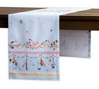 Maison d' Hermine Table runner 100% Cotton Single Layer Table Runners 230 CM long for Spring/Summer Decorations Home Kitchen Dining Party Wedding Bridal Shower (Ibiza - Blue, 37 cm x 230 cm)