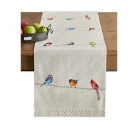 Maison d' Hermine Table runner 100% Cotton Table Runners 180 CM long Decorative for Home Kitchen Dining Party Baby Shower Wedding Bridal Shower Spring Summer (Birdies On Wire, 37 cm x 180 cm)