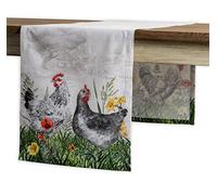 Maison d' Hermine Table runner 100% Cotton Table Runners 180 CM long Decorative for Home Kitchen Dining Party Baby Shower Wedding Bridal Shower Spring Summer (Basse Cour, 37 cm x 180 cm)