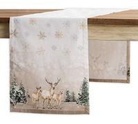 Maison d' Hermine Table runner 100% Cotton Table Runners 180 CM long Decorative for Home Kitchen Dining Party Baby Shower Wedding Bridal Shower (Deer In The Woods, 37 cm x 180 cm)