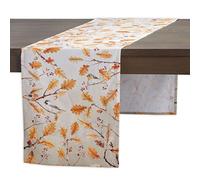 Maison d' Hermine Table runner 100% Cotton Table Runners 230 CM long Decorative for Home Kitchen Dining Party Baby Shower Wedding Bridal Shower (Oak Leaves, 37 cm x 230 cm)