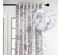 Maison d' Hermine Tailored Curtain 100% Cotton One Panel 50"x108" Curtains, Easy Hanging with a Rod Pocket & Loop for Living Rooms Bedrooms Offices, Jouy Paradis - Blue - Spring/Summer