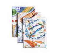 Maison d' Hermine Tea Towel, 100% Cotton Set of 3, 50cm x 70cm Quick Drying Easter Table Kitchen Towel for Hotel Quality, Dining Room, Kitchen, Parties, Gourmand - Spring/Summer