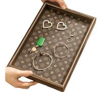 MAISON DE BUCKS Luxury Leather Decorative Tray, Stars Pattern, 30 x 20 x 3.5 cm, Brown