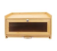 Maison des Cadeaux Bamboo Bread Box with Slide-Out Chopping Board