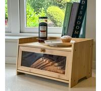 Maison des Cadeaux Bamboo Single-Layer Bread Bin with Top Shelf