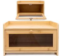 Maison Des Cadeaux Bamboo Wood Single Layer Bread Bin Food Storage Kitchen Countertop Top Shelf