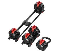 Maison Des Cadeaux Black Quick-Select 3-In-1 Adjustable Dumbbell-Barbell-Kettlebell Set (2-24Kg)