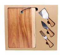 Maison des Cadeaux Elegant Acacia Wood Cheese Board & Knife Set
