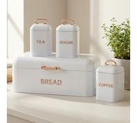 Maison Des Cadeaux Gloss White & Rose Gold 4-Piece Kitchen Storage Set