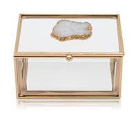 Maison des Cadeaux Rectangular Glass Agate Jewellery Display Box