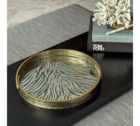 Maison des Cadeaux Round Zebra Theme Decorative Coffee Table Tray