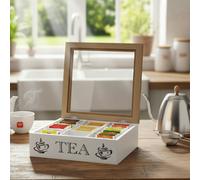 Maison des Cadeaux Two-Tone 9-Compartment Tea Box