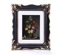 Maison Des Cadeaux Vintage 8x10 Picture Frame with Embossed Flower Design, Ornate Black Resin Photo Frame, 8x10 or 5x7 Inch Photos, Tabletop or Wall Hanging