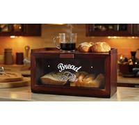 Maison Des Cadeaux Vintage Retro Brown Bamboo Wood Single Layer Bread Bin Food Storage Kitchen Countertop Top Shelf (BAM 25)