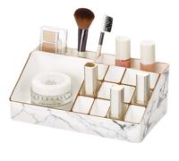 Maison des Cadeaux White Marble-Style Makeup Organiser