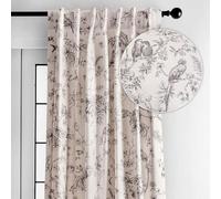 Maison d'Hermine Curtains for Living Room 100% Cotton 96 inch Length One Panel Light Filtering Toile Curtains for Bedroom Windows with Rod and Loop Pockets Drapes (Jouy Paradise Grey, 50" W x 96" L)
