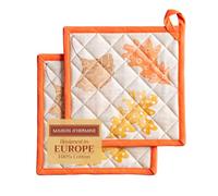 Maison d'Hermine Pot Holders100% Cotton Set of 2 Pot Holders 20cm x 20cm with Loop Heat Resistant Grilling Microwave Barbeque Handling Hot Pans - Gifts for Mothers Day (Colors Of Autumn)
