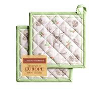 Maison d'Hermine Pot Holders100% Cotton Set of 2 Pot Holders 20cm x 20cm with Loop Heat Resistant Grilling Microwave Barbeque Handling Hot Pans - Gifts for Mothers Day (Christmas Dew)