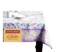 Maison d'Hermine Table Cloth Rectangle Table 100% Cotton Tablecloth for Dining Room, Farmhouse, Home, Hotel, Parties & Wedding - Gifts for Mothers Day Spring & Summer (Indian Floral, 140cm x 230cm)