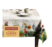 Maison d'Hermine Table Cloth Rectangle Table 100% Cotton Tablecloth for Dining Room, Farmhouse, Home, Hotel, Parties & Wedding - Gifts for Mothers Day Spring & Summer (Basse Cour, 140cm x 230cm)