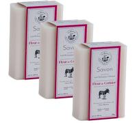 Maison du Savon de Marseille - French Soap made with Fresh Organic Donkey Milk - Cherry Blossom Fragrance - 3 x 115 Gram Bars