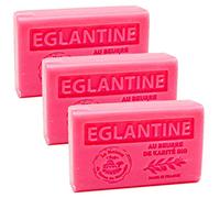 Maison du Savon de Marseille - French Soap made with Organic Shea Butter - Eglantine Rose Fragrance - 60 Gram Bars - Set of 3