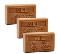 Maison du Savon de Marseille - French Soap made with Organic Shea Butter - Honey Fragrance - 60 Gram Bars - Set of 3