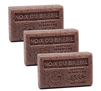 Maison du Savon de Marseille - French Soap made with Organic Shea Butter - Moisturising for Soft Skin - Brazil Nut Fragrance - 125 Gram Bars - Set of 3