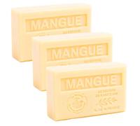 Maison du Savon de Marseille - French Soap made with Organic Shea Butter - Moisturising for Soft Skin - Mango Fragrance - 125 Gram Bar - Set of 3