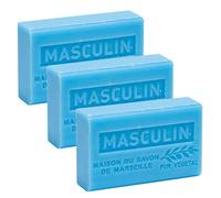Maison du Savon de Marseille - French Soap made with Organic Shea Butter - Moisturising for Soft Skin - Masculine Fragrance - 125 Gram Bars - Set of 3