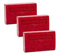 Maison du Savon de Marseille - French Soap made with Organic Shea Butter - Moisturising for Soft Skin - Red Wine Fragrance - 125 Gram Bars - Set of 3