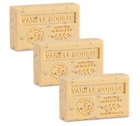 Maison du Savon de Marseille - French Soap made with Organic Shea Butter - Moisturising for Soft Skin - Vanilla Gousse Fragrance - 125 Gram Bars - Set of 3