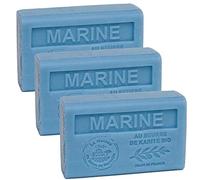 Maison du Savon de Marseille - French Soap made with Organic Shea Butter - Moisturizing for Soft Skin - Scent of The Sea - 125 Gram Bars - Set of 3
