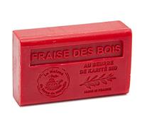 Maison du Savon de Marseille - French Soap made with Organic Shea Butter - Wild Strawberry Fragrance - 125 Gram Bar