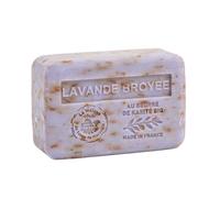 Maison du Savon de Marseille - Moisturising French Soap made with Organic Shea Butter - Crushed Lavender Fragrance - Exfoliating Bath & Body Bar - 250g