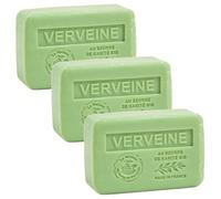 Maison du Savon de Marseille - Moisturising French Soap made with Organic Shea Butter - Verbena Fragrance - Set of 3 Nourishing Bath & Body Bars - 750g