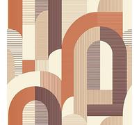 Maison Geometric Wallpaper Retro Orange Purple Paste The Wall Vinyl