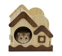Maison Gerbil - Fun Wooden Pet Accessories, Hamster House and Chinchilla Cage Accessories - For Play Sleep Rest Gerbil Hedgehog Sugar Glider Small A
